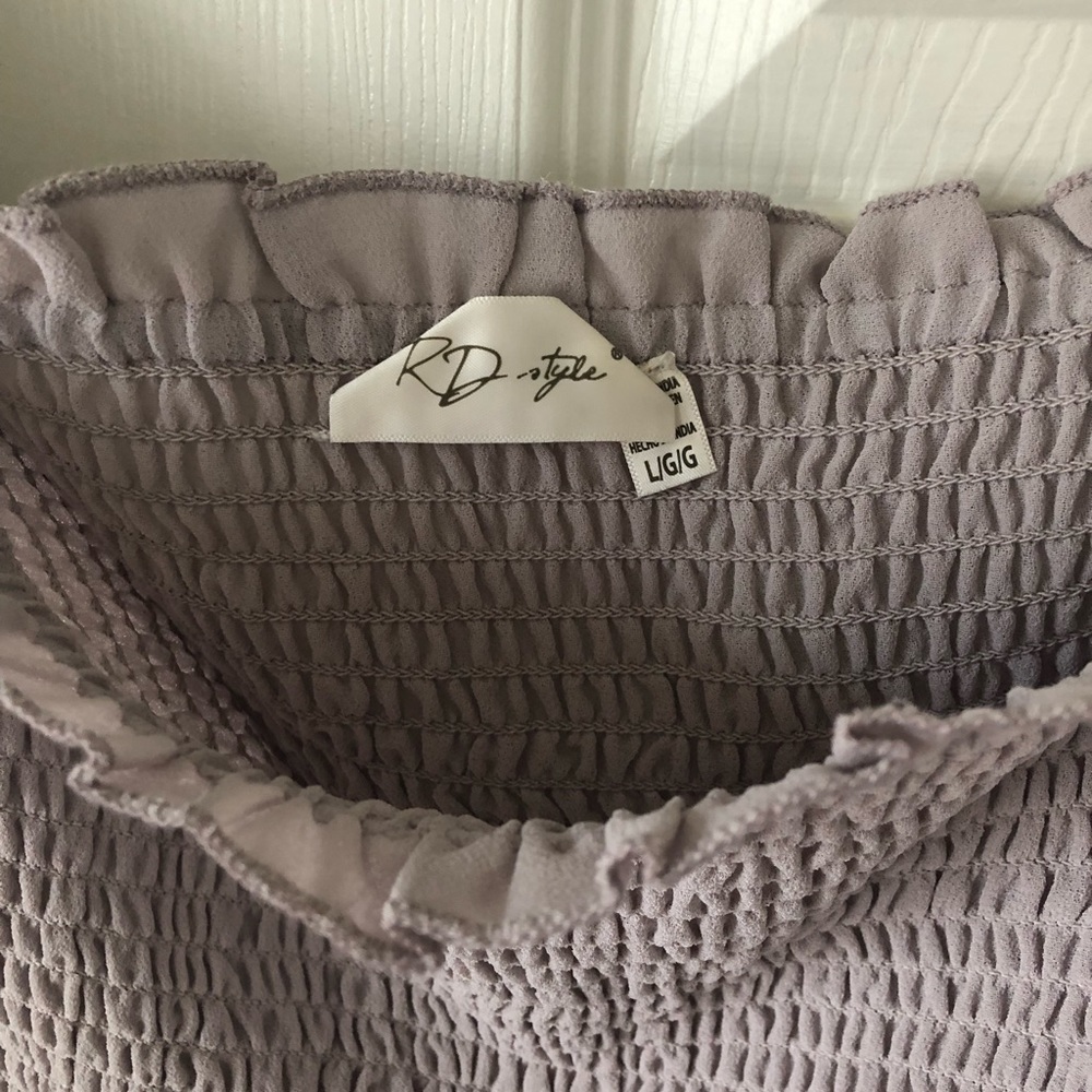 RD STYLE Smocked Tiered Mini Skirt Violet Ice Large - Picture 4 of 7